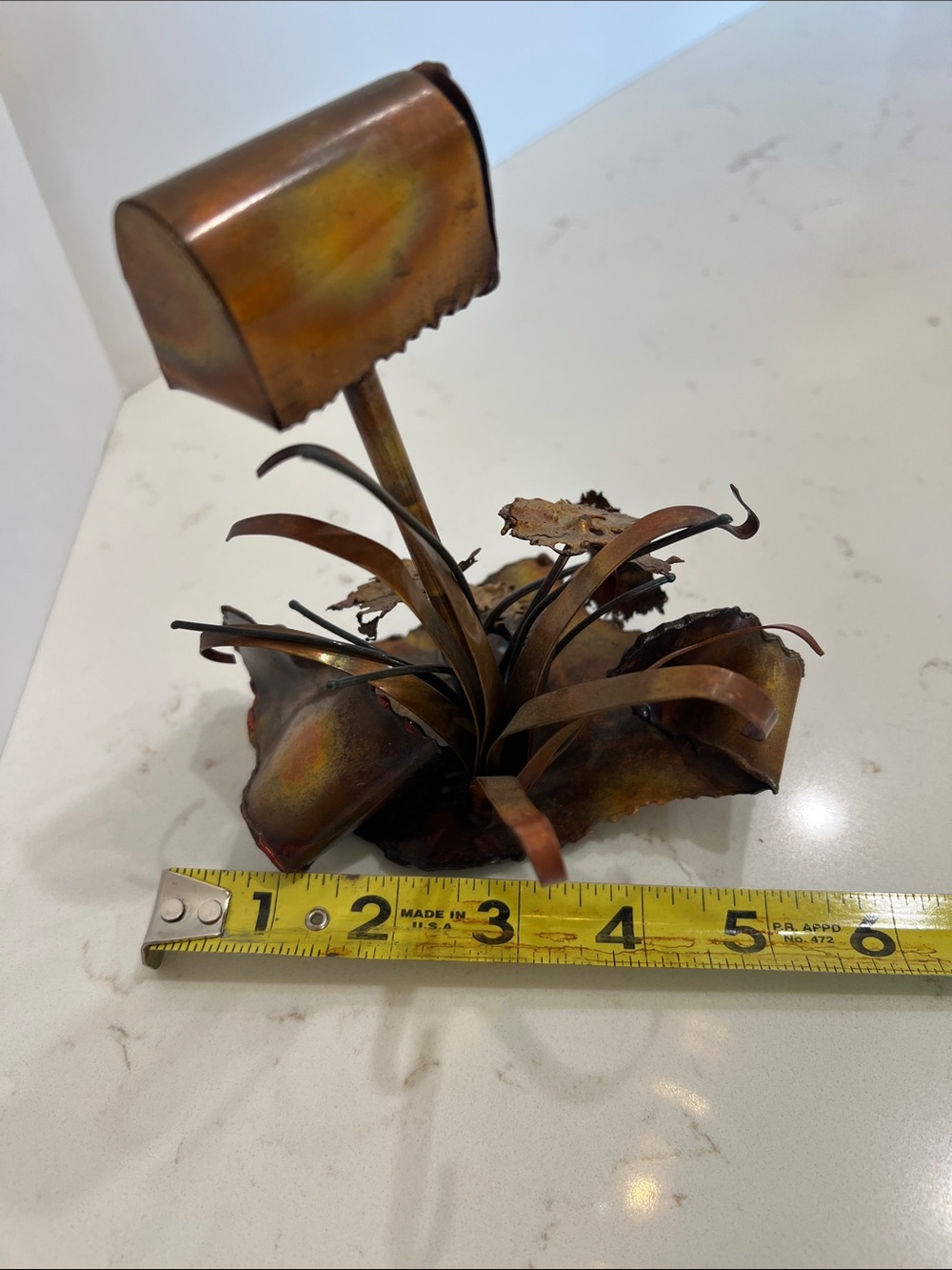Vintage Handmade Welded Metal Mailbox Folk Art Sculpture Industrial Decor - Picture 8 of 8